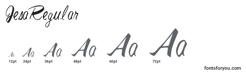 Размеры шрифта JesaRegular