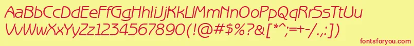 フォントBenguiatgothicettItalic – 赤い文字の黄色い背景