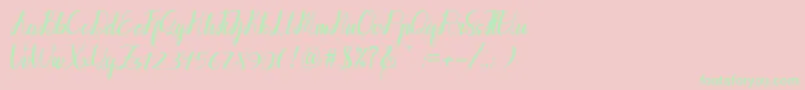 Callpediascriptdemo-Schriftart – Grüne Schriften auf rosa Hintergrund