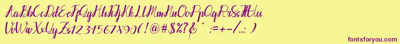 Callpediascriptdemo Font – Purple Fonts on Yellow Background
