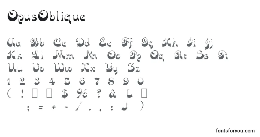 Czcionka OpusOblique – alfabet, cyfry, specjalne znaki