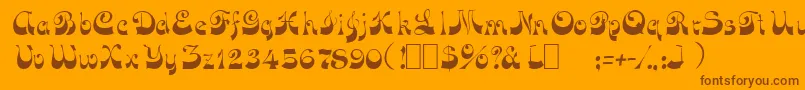 OpusOblique-Schriftart – Braune Schriften auf orangefarbenem Hintergrund