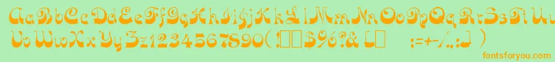 OpusOblique-Schriftart – Orangefarbene Schriften auf grünem Hintergrund