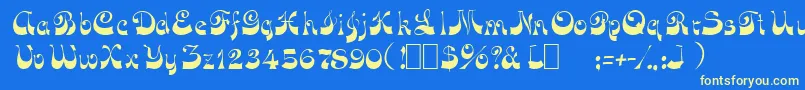 OpusOblique Font – Yellow Fonts on Blue Background
