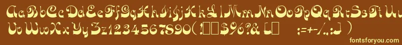OpusOblique-Schriftart – Gelbe Schriften auf braunem Hintergrund