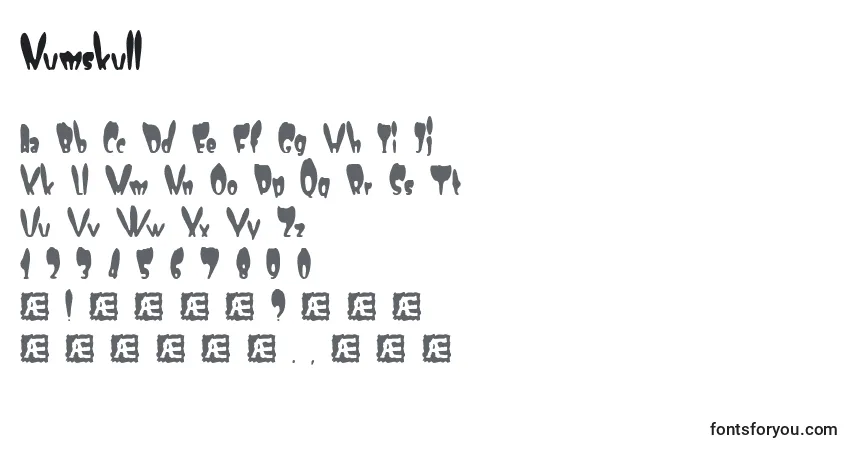A fonte Numskull – alfabeto, números, caracteres especiais