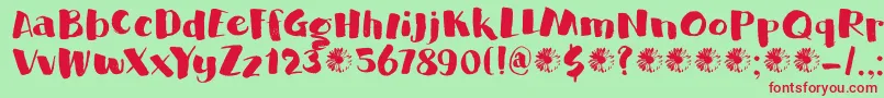 DkGardenBed Font – Red Fonts on Green Background