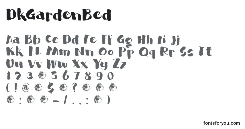 characters of dkgardenbed font, letter of dkgardenbed font, alphabet of  dkgardenbed font