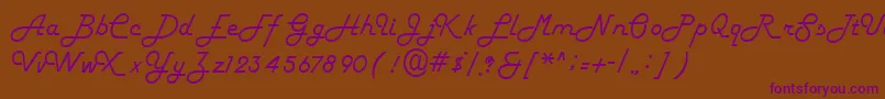 FiftiesRegular-Schriftart – Violette Schriften auf braunem Hintergrund