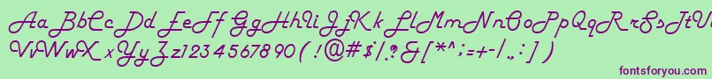FiftiesRegular Font – Purple Fonts on Green Background