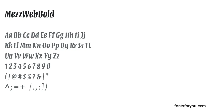 Schriftart MezzWebBold – Alphabet, Zahlen, spezielle Symbole