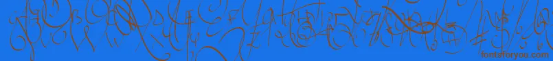 LyricDragonRegular-Schriftart – Braune Schriften auf blauem Hintergrund