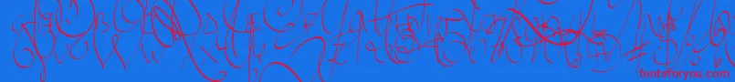 LyricDragonRegular-Schriftart – Rote Schriften auf blauem Hintergrund