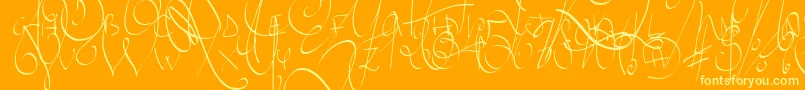 LyricDragonRegular-Schriftart – Gelbe Schriften auf orangefarbenem Hintergrund