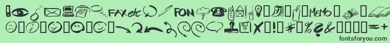 Fonte Pinxitofficell – fontes pretas em um fundo verde