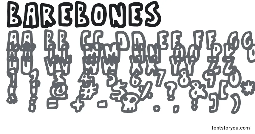 A fonte BareBones – alfabeto, números, caracteres especiais