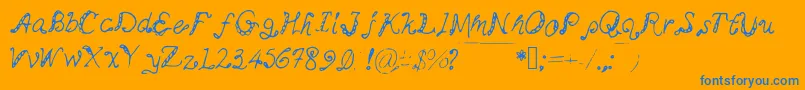 Myminemai Font – Blue Fonts on Orange Background