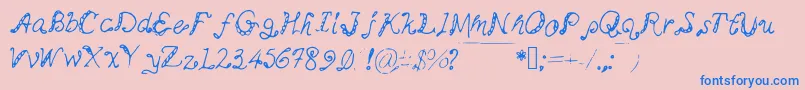 Myminemai-Schriftart – Blaue Schriften auf rosa Hintergrund