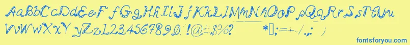 Myminemai Font – Blue Fonts on Yellow Background