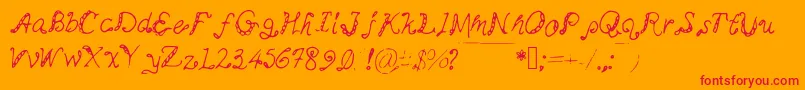 Myminemai-Schriftart – Rote Schriften auf orangefarbenem Hintergrund