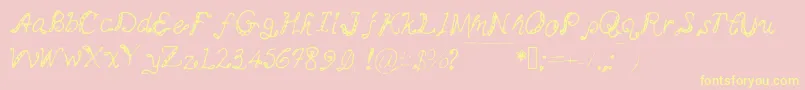 Myminemai-Schriftart – Gelbe Schriften auf rosa Hintergrund