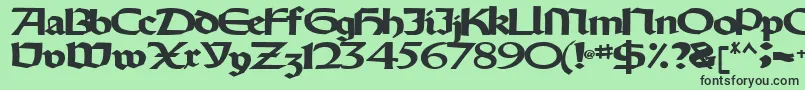 Oldystyletype102Bold-fontti – mustat fontit vihreällä taustalla