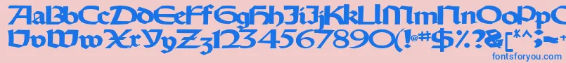 フォントOldystyletype102Bold – ピンクの背景に青い文字