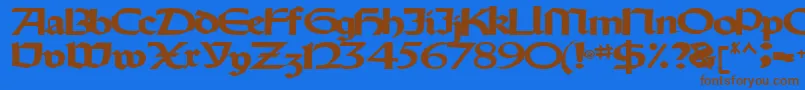 Oldystyletype102Bold-Schriftart – Braune Schriften auf blauem Hintergrund