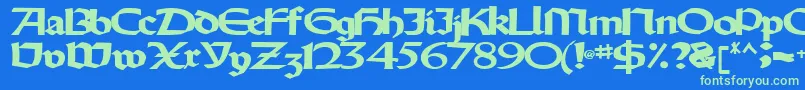 Шрифт Oldystyletype102Bold – зелёные шрифты на синем фоне