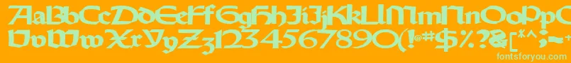 Oldystyletype102Bold-fontti – vihreät fontit oranssilla taustalla