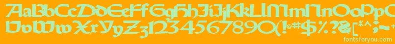 Oldystyletype102Bold-Schriftart – Grüne Schriften auf orangefarbenem Hintergrund