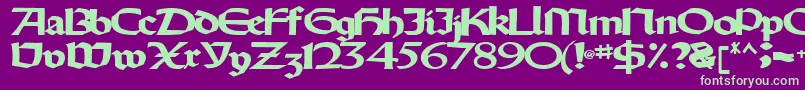 フォントOldystyletype102Bold – 紫の背景に緑のフォント