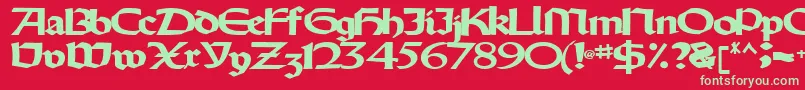 フォントOldystyletype102Bold – 赤い背景に緑の文字