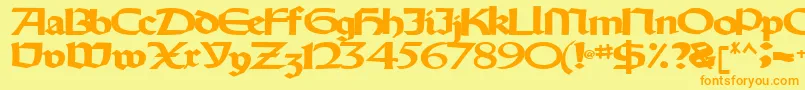 フォントOldystyletype102Bold – オレンジの文字が黄色の背景にあります。