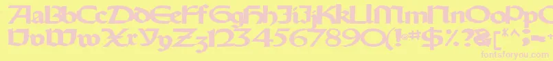 Oldystyletype102Bold Font – Pink Fonts on Yellow Background