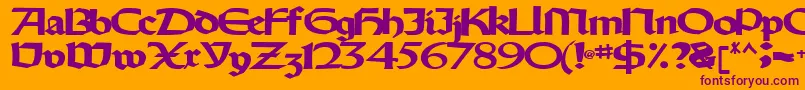 Oldystyletype102Bold-fontti – violetit fontit oranssilla taustalla