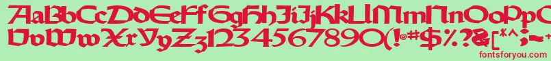 フォントOldystyletype102Bold – 赤い文字の緑の背景