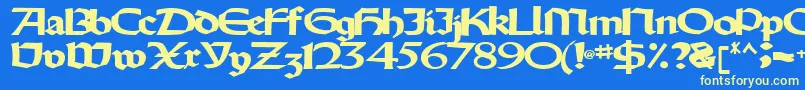 Oldystyletype102Bold-Schriftart – Gelbe Schriften auf blauem Hintergrund