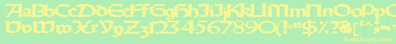 Oldystyletype102Bold-Schriftart – Gelbe Schriften auf grünem Hintergrund
