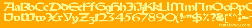 Oldystyletype102Bold-Schriftart – Gelbe Schriften auf orangefarbenem Hintergrund