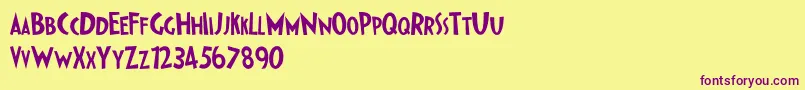 IpkissZf-fontti – violetit fontit keltaisella taustalla