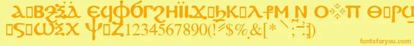 Więcej informacji o czcionce Fayiumssk Czcionka Fayiumssk – pomarańczowe czcionki na żółtym tle
