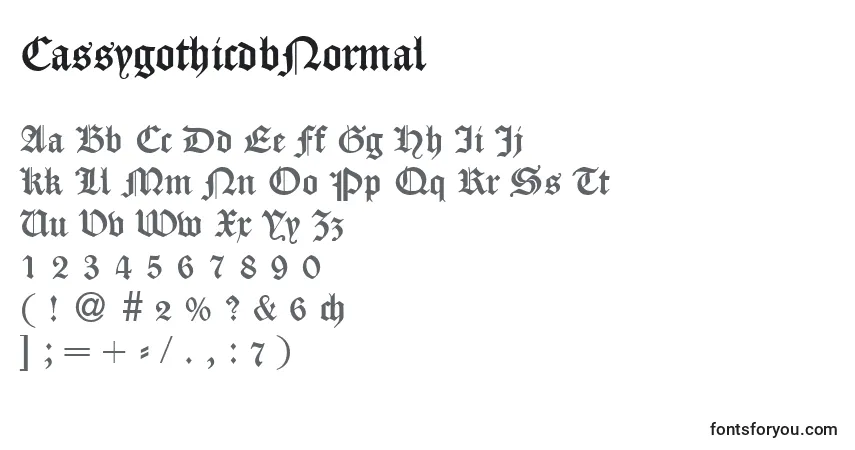 A fonte CassygothicdbNormal – alfabeto, números, caracteres especiais