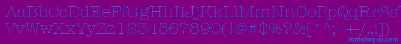 ItcAmericanTypewriterLtLight Font – Blue Fonts on Purple Background