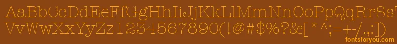 Weitere Informationen zur ItcAmericanTypewriterLtLight-Schriftart ItcAmericanTypewriterLtLight-Schriftart – Orangefarbene Schriften auf braunem Hintergrund