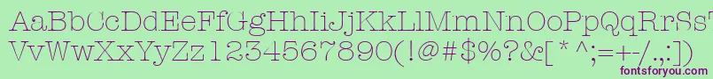 ItcAmericanTypewriterLtLight Font – Purple Fonts on Green Background