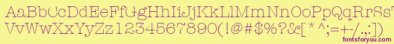 ItcAmericanTypewriterLtLight Font – Purple Fonts on Yellow Background