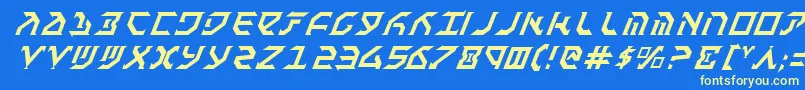 フォントFantazianItalic – 黄色の文字、青い背景
