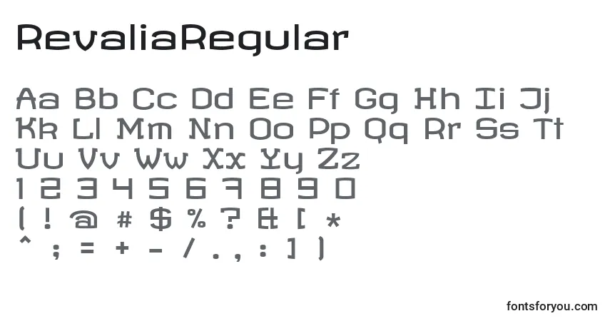RevaliaRegular Font – alphabet, numbers, special characters