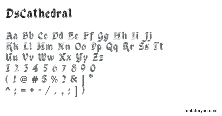 Police DsCathedral (66122) - Alphabet, Chiffres, Caractères Spéciaux